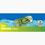 DS42VELCC16 - Venom Energy Low Caolorie Citrus Label (16oz Can with Calorie) - 1 3/4" x 3 19/32"