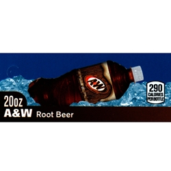 DS42AWRB20 - A&W Root Beer Label (20oz Bottle with Calorie) - 1 3/4" x 3 19/32"