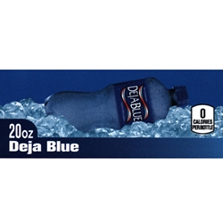 DS42DBW20 - Deja Blue Water Label (20oz Bottle with Calorie)  - 1 3/4" x 3 19/32"
