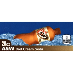 DS42AWCSD20 - A&W Diet Cream Soda Label (20oz Bottle with Calorie) - 1 3/4" x 3 19/32"