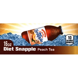 DS42STDP16 - Diet Snapple Peach Tea Label (16oz Glass Bottle with Calorie) - 1 3/4" x 3 19/32"