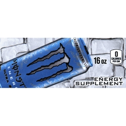 DS42MUB16 - Monster Energy Ultra Blue Label (16oz Can with Calorie)  - 1 3/4" x 3 19/32"