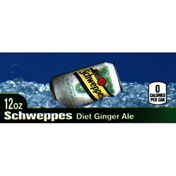 DS42SGAD12 - Schweppes Diet Ginger Ale Label (12oz Can with Calorie) - 1 3/4" x 3 19/32"