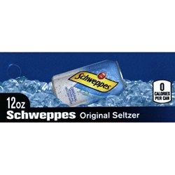 DS42SSW12 - Schweppes Seltzer Water Label (12oz Can with Calorie) - 1 3/4" x 3 19/32"