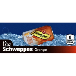 DS42SSWO12 - Schweppes Orange Seltzer Water Label (12oz Can with Calorie) - 1 3/4" x 3 19/32"