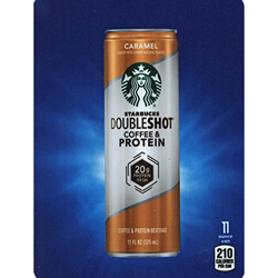 DS22SDCPCA11 - D.N. HVV Starbucks Doubleshot Coffee & Protein Caramel Label (11oz Can with Calorie) - 5 5/16" X 7 13/16"