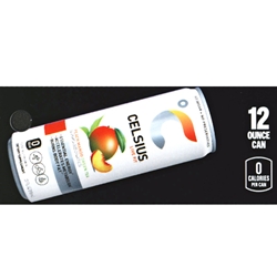 DS42CLFPMGT12 - Celsius Live Fit Peach Mango + Green Tea Label (12oz Can with Calorie) - 1 3/4" x 3 19/32"