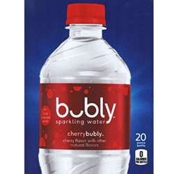 DS22BCH20 - D.N. HVV Bubly Sparkling Water Cherry Label (20oz Bottle with Calorie) - 5 5/16" x 7 13/16"