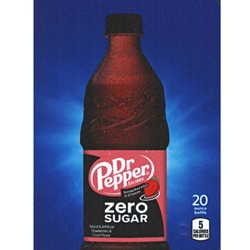 DS22DRPSCZ20 - D.N. HVV Dr. Pepper Strawberries & Cream Zero Sugar Label (20oz Bottle with Calorie) - 5 5/16" x 7 13/16"