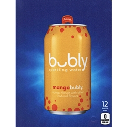 DS22BM12 - D.N. HVV Bubly Sparkling Mango Water Label (12oz Can with Calorie) - 5 5/16" x 7 13/16"