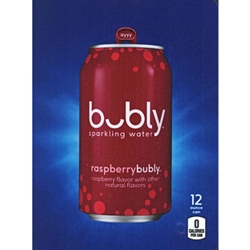 DS22BRA12 - D.N. HVV Bubly Sparkling Raspberry Water Label (12oz Can with Calorie) - 5 5/16" x 7 13/16"