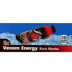 DS42VEBL - Venom Energy Black Mamba Label (16oz Can with Calories) - 1 3/4" x 3 19/32"