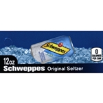 DS42SSW12 - Schweppes Seltzer Water Label (12oz Can with Calorie) - 1 3/4" x 3 19/32"