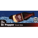 DS42DRPCS20 - Dr Pepper Cream Soda Label (20oz Bottle with Calorie) - 1 3/4" x 3 19/32"