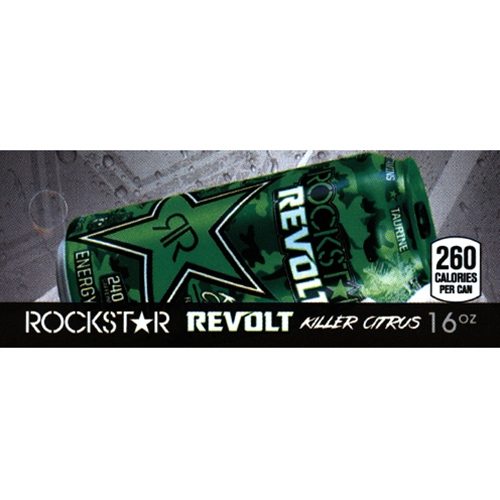 D & S Vending Inc DS42RRKC16 Rockstar Revolt Killer Citrus Label (16oz Can with Calorie) 1