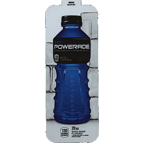 DS33PMBB20 - Royal Chameleon Powerade Ion Mountain Berry Blast Mixed Berry Label (20oz Bottle with Calorie) - 3 5/8