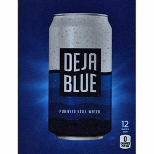 D & S Vending Inc - DS22DBW12 - D.N. HVV Deja Blue Water Label (12oz Can  with Calorie) - 5 5/16 x 7 13/16