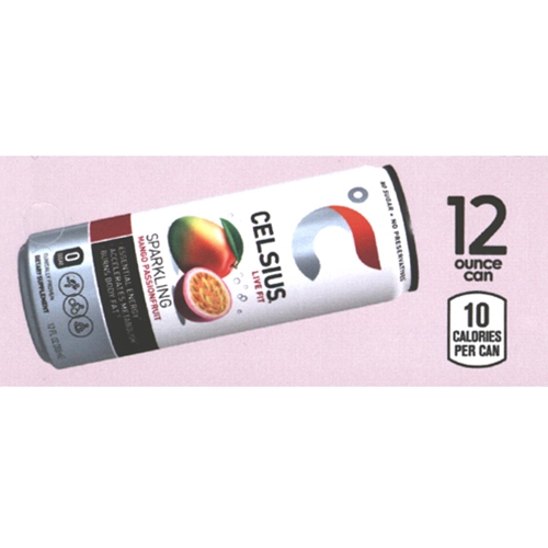 DS42CLFSMP12 - Celsius Live Fit Sparkling Mango Passionfruit Label (12oz Can with Calorie) - 1 3/4" x 3 19/32"