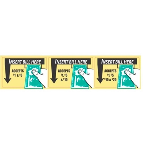 MEI Bill Validator Price Sticker For A #0 Snack Style Front Bezel 1's To 5's 