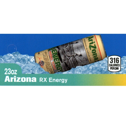 D & S Vending Inc DS42ARRX Arizona RX Energy Label (23oz Can with Calorie) 1 3/4" x 3 19/32"