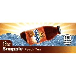 DS42STP16 - Snapple Peach Tea Label (16oz Glass Bottle with Calorie) - 1 3/4" x 3 19/32"