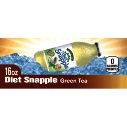 DS42STDG16 - Diet Snapple Green Tea Label (16oz Glass Bottle with Calorie) - 1 3/4" x 3 19/32"