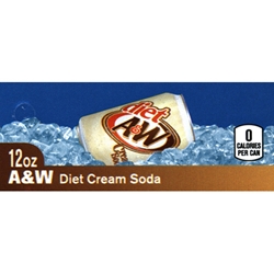 DS42AWCSD12 - A&W Diet Cream Soda Label (12oz Can with Calorie) - 1 3/4" x 3 19/32"