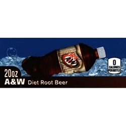 DS42AWRBD20 - A&W Diet Root Beer Bottle Label (20oz Bottle with Calorie) - 1 3/4" x 3 19/32"