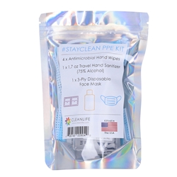 DS1163 - PPE Vending Kit 4- 1 FDA Disposable Mask, 1 50 ml Hand Sanitizer, 4 Antimicrobial Wipes