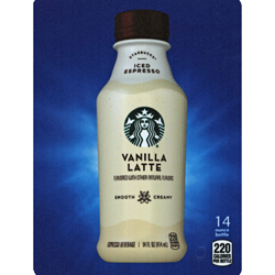 DS22SIEVL14 - D.N. HVV Starbucks Iced Expresso Vanilla Latte Label (14oz Bottle with Calorie) - 5 5/16" X 7 13/16"