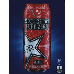 DS22RPZW16 - D.N. HVV Rockstar Pure Zero Watermelon Label (16oz Can with Calorie) - 5 5/16" x 7 13/16"