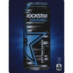 DS22RXCC16 - D.N. HVV Rockstar Xdurance Cotton Candy Label (16oz Can with Calorie) - 5 5/16" x 7 13/16"