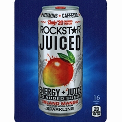 DS22RJIM16 - D.N. HVV Rockstar Juiced Island Mango Label (16oz Can with Calorie) - 5 5/16" x 7 13/16"