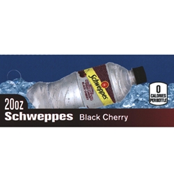 DS42SSWBC20 - Schweppe's Seltzer Water Black Cherry Label (20oz Bottle with Calorie) - 1 3/4" x 3 19/32"