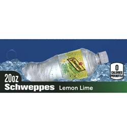 DS42SSWLL20 - Schweppe's Seltzer Water Lemon Lime Label (20oz Bottle with Calorie) - 1 3/4" x 3 19/32"