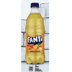 DS33FPA20 - Royal Chameleon Fanta Pineapple Label (20oz Bottle with Calorie) - 3 5/8" x 10"