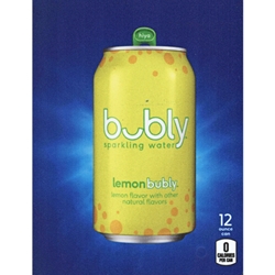 DS22BL12 - D.N. HVV Bubly Sparkling Lemon Water Label (12oz Can with Calorie) - 5 5/16" x 7 13/16"