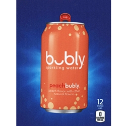 DS22BP12 - D.N. HVV Bubly Sparkling Peach Water Label (12oz Can with Calorie) - 5 5/16" x 7 13/16"