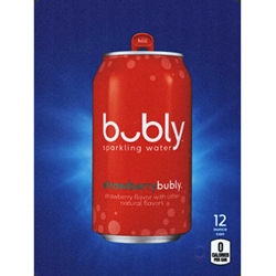 DS22BS12 - D.N. HVV Bubly Sparkling Strawberry Water Label (12oz Can with Calorie) - 5 5/16" x 7 13/16"