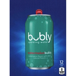 DS22BW12 - D.N. HVV Bubly Sparkling Watermelon Water Label (12oz Can with Calorie) - 5 5/16" x 7 13/16"