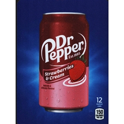 DS22DRPSC12 - D.N. HVV Dr. Pepper Strawberries & Cream Label (12oz Can with Calorie) - 5 5/16" x 7 13/16"