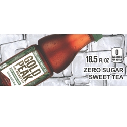 DS42GPTZSS185 - Gold Peak Zero Sugar Sweet Tea Label (18.5oz Bottle with Calorie) - 1 3/4" x 3 19/32"