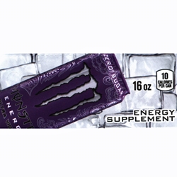 DS42MZUV16 - Monster Energy Zero Ultra Violet Label (16oz Can with Calorie) - 1 3/4" x 3 19/32"