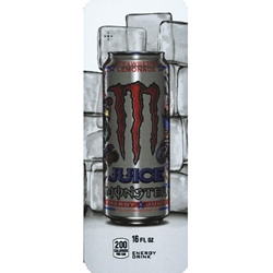 DS33MJSL16 - Royal Chameleon Monster Strawberry Lemonade Energy Juice Label (16 oz Can with Calorie) - 3 5/8" x 10"
