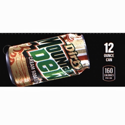 DS42MDDCS12 - Mt. Dew Dirty Cream Soda Label (12oz Can with Calorie) - 1 3/4" x 3 19/32"